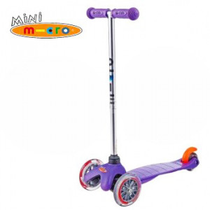 Самокат Mini Micro Purple (Мини Микро Сиреневый) + ленточки на руль в комплекте